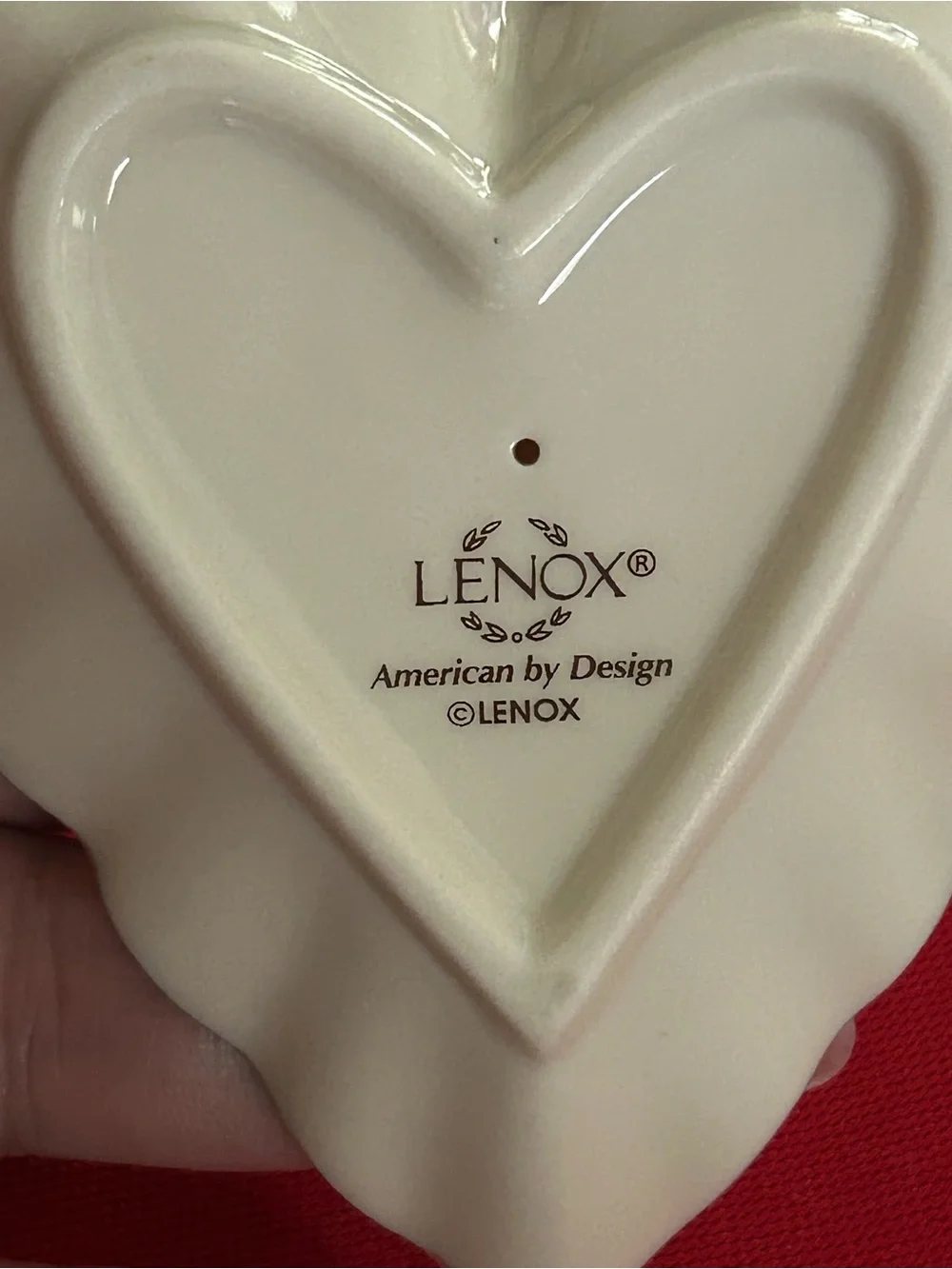 Lenox Cream Heart-Shaped Jewelry Dish with Gold Logo